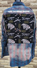 Space Movie Print Upcycled Top XLarge