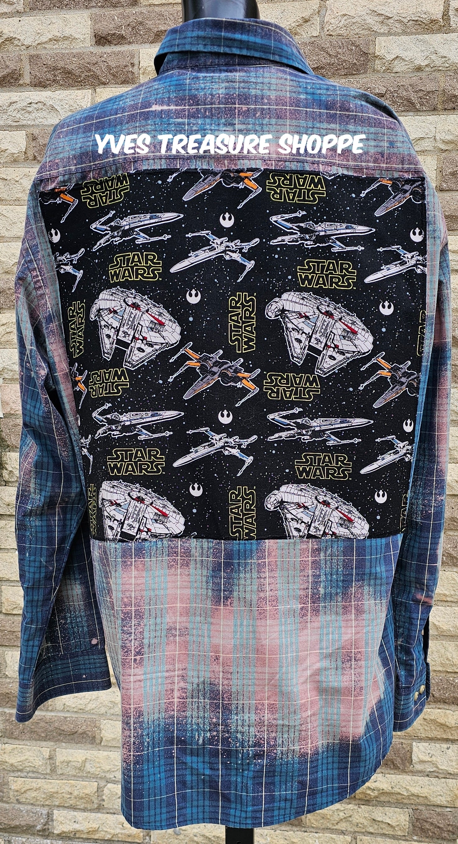 Space Movie Print Upcycled Top XLarge