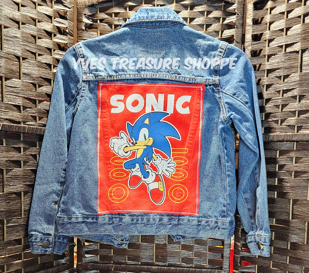 Gamer Hedgehog Denim Jacket Youth Size Small 8/10