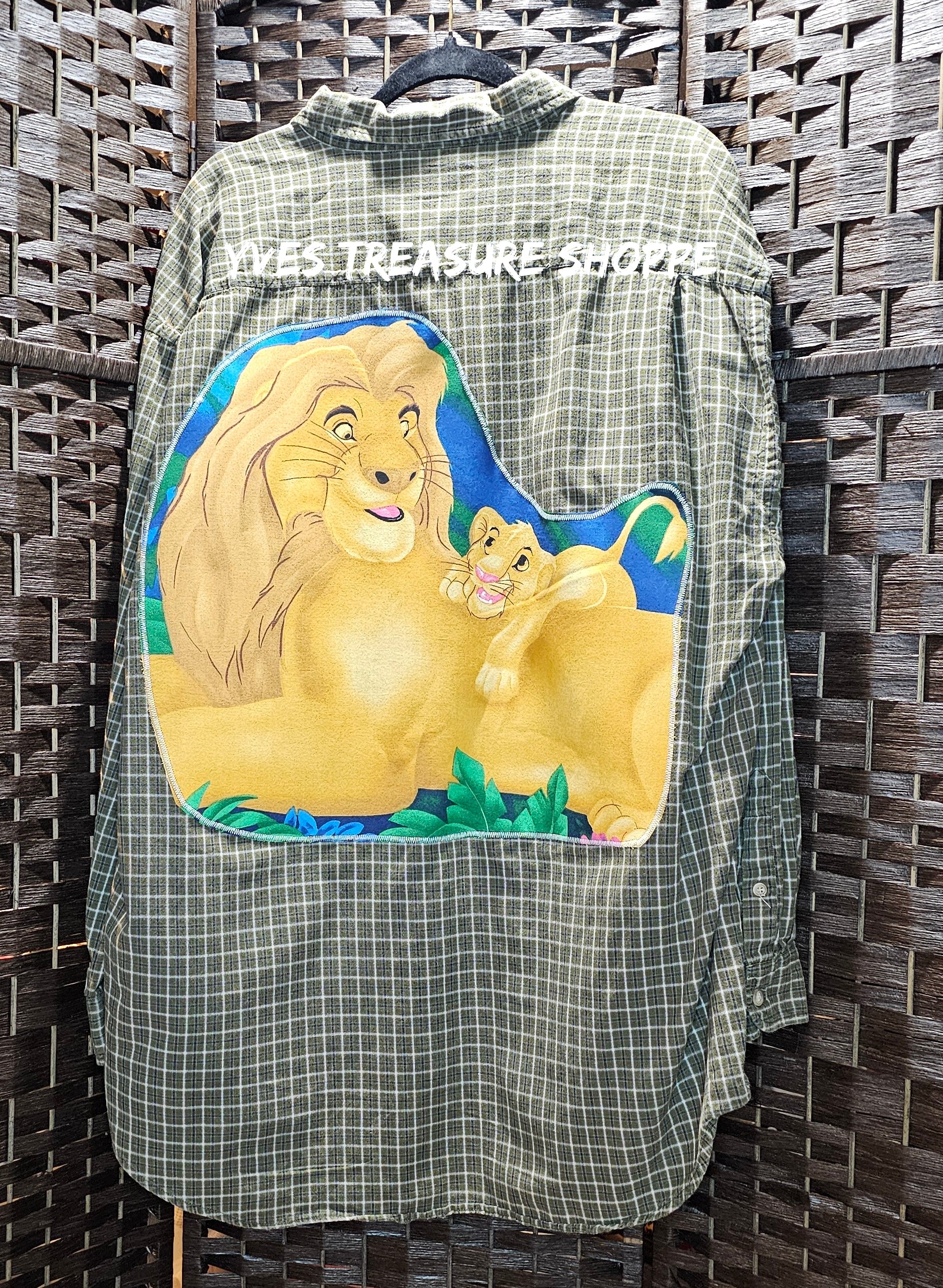 Hunter Green Plaid Upcycled Movie Shirt XXL 270