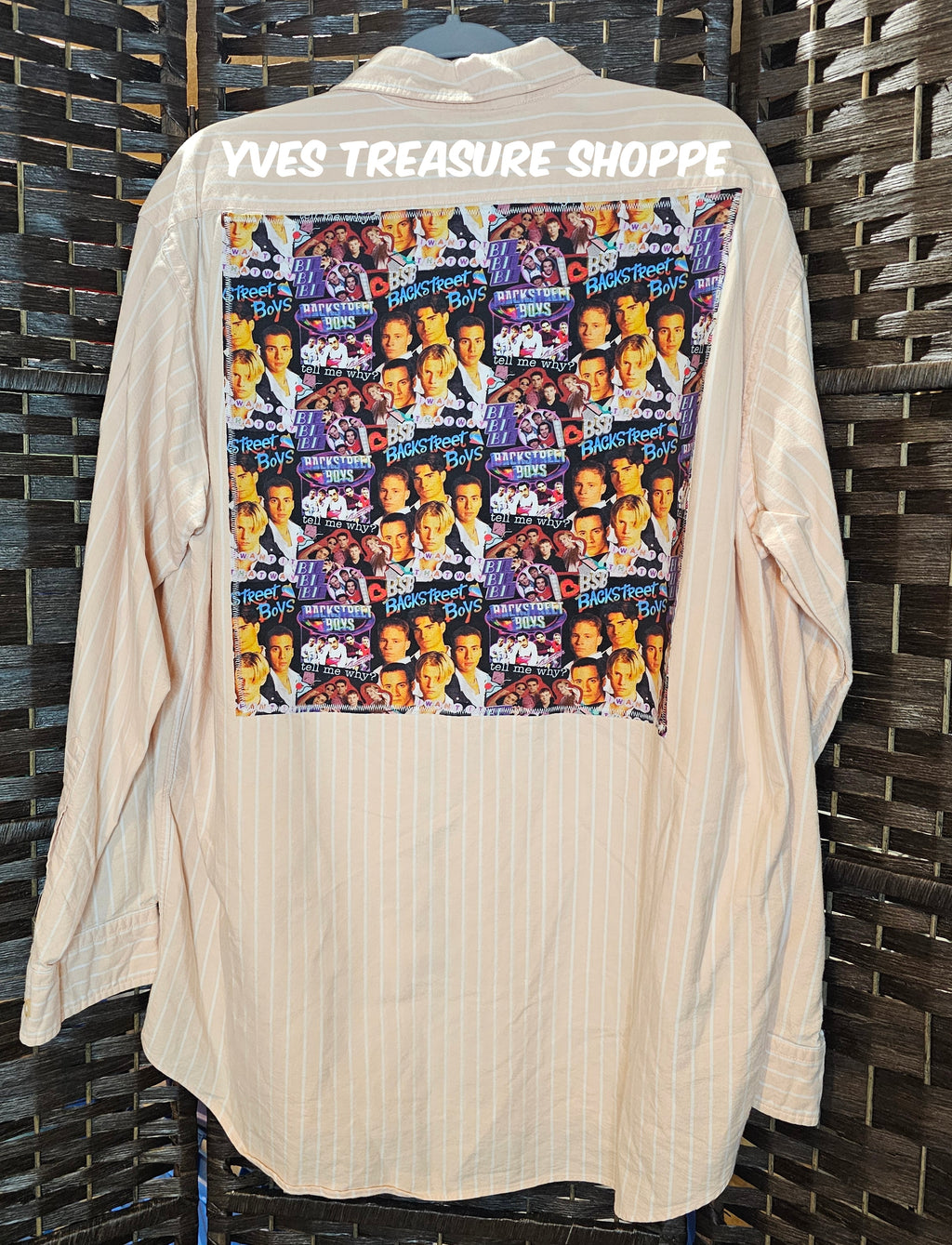 Peach Striped Large Tall Boy Band Top