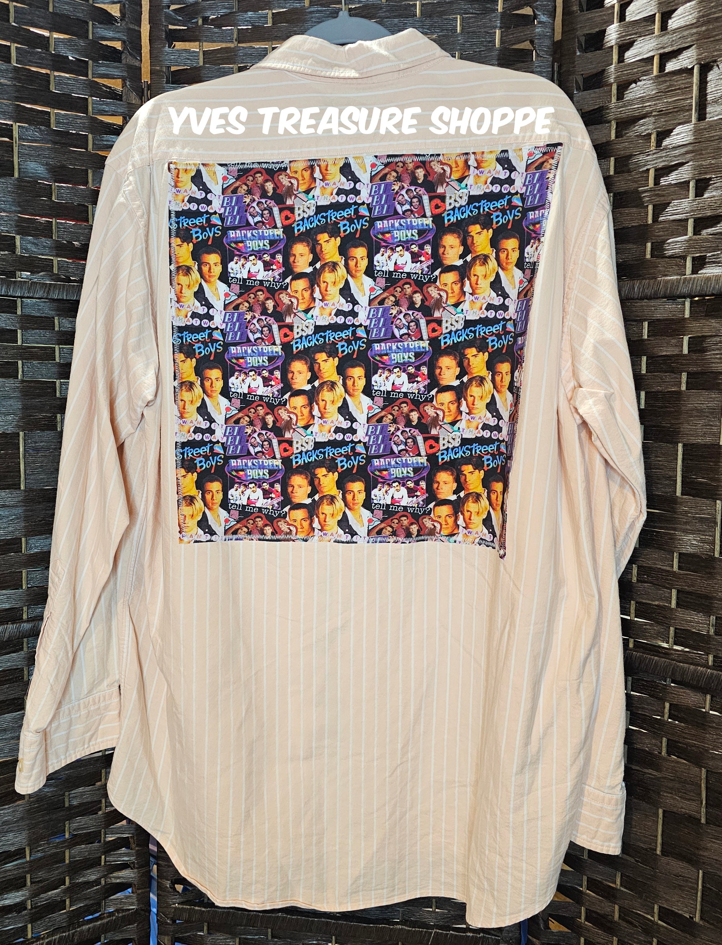 Peach Striped Large Tall Boy Band Top