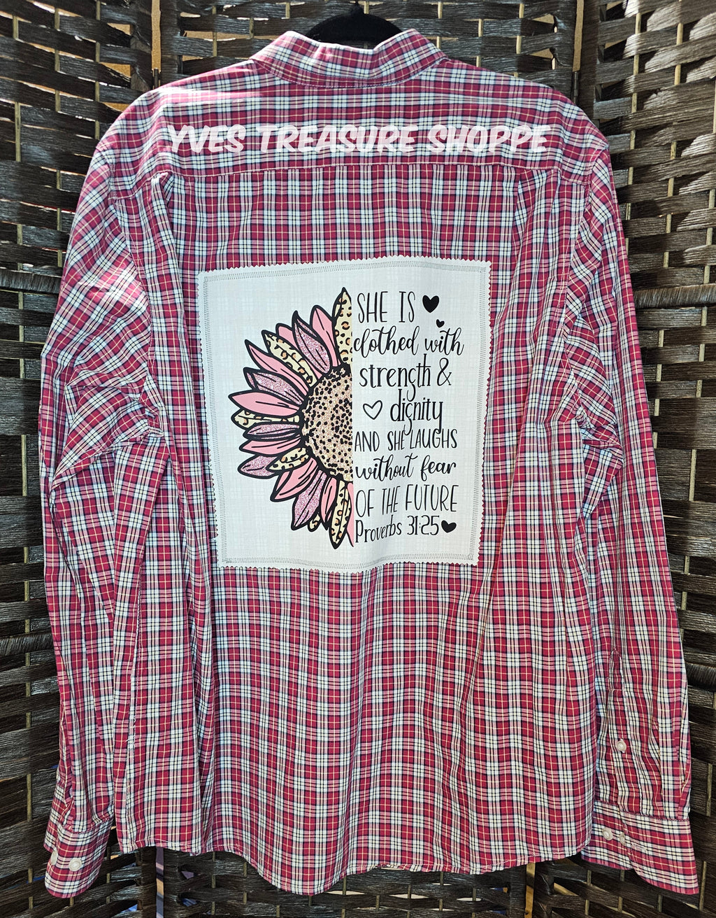 Proverbs 31:25 XLarge Plaid Top