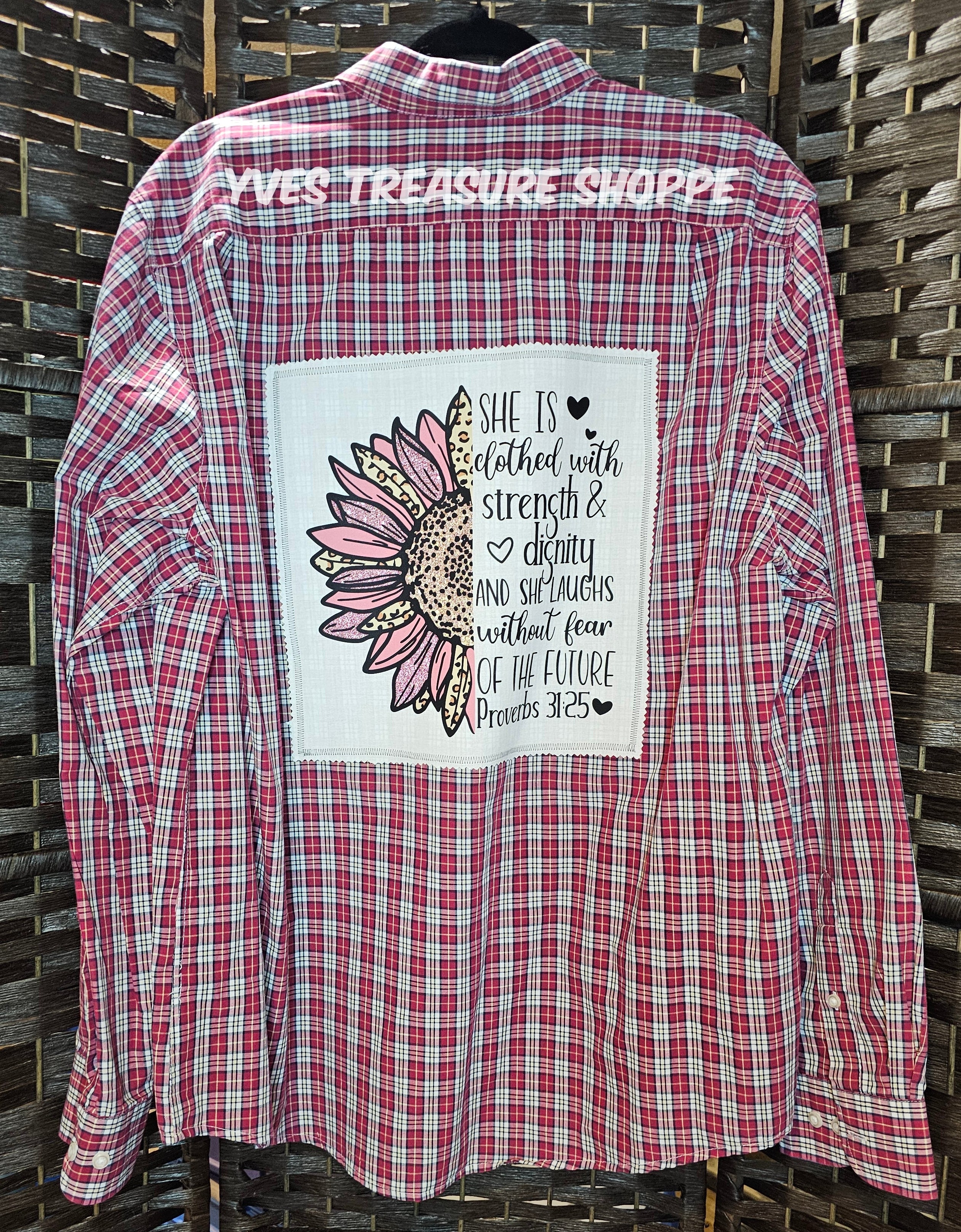 Proverbs 31:25 XLarge Plaid Top