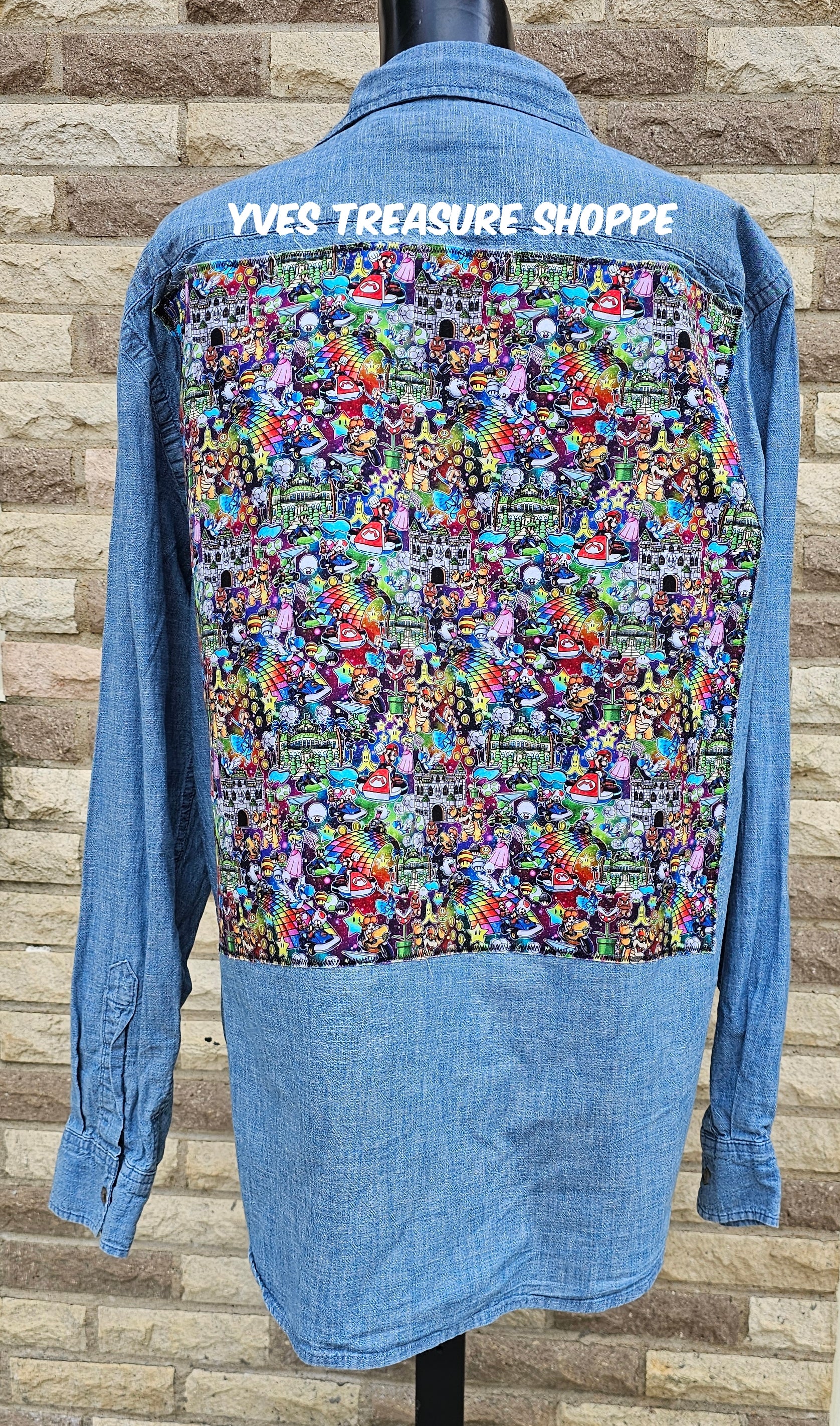 Gamer Print Refashioned Top XLarge