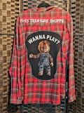 Upcycled XL Plaid Horror Movie Top