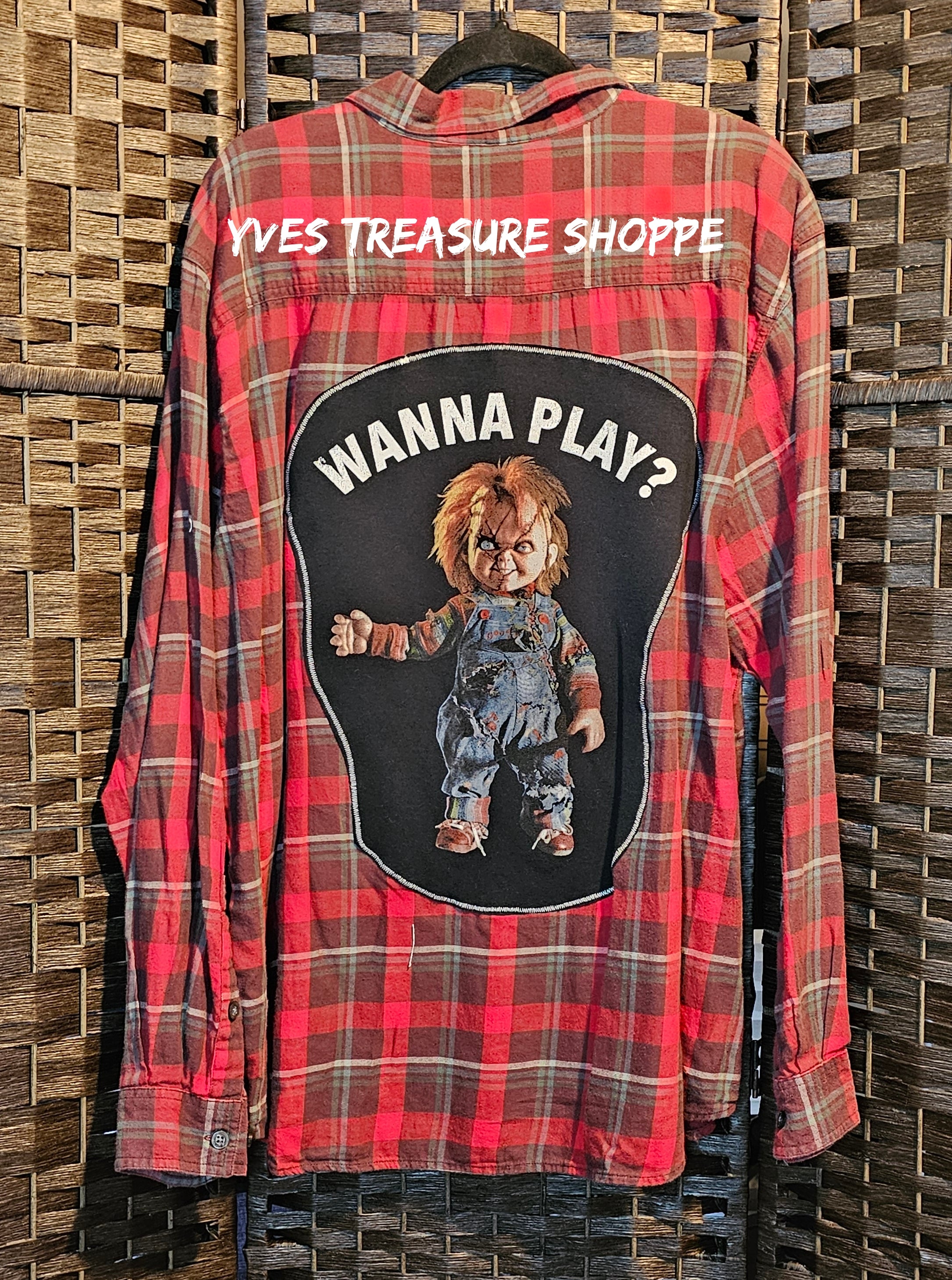 Upcycled XL Plaid Horror Movie Top
