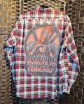 Upcycled XL Movie Print Plaid Top
