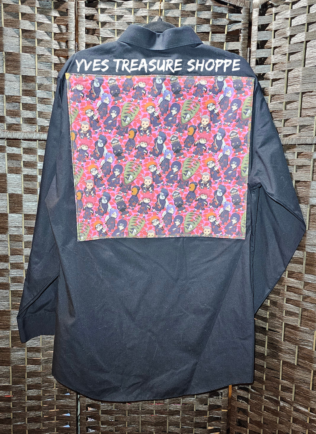 Anime Print Refashioned Shirt 16.5 (XL)
