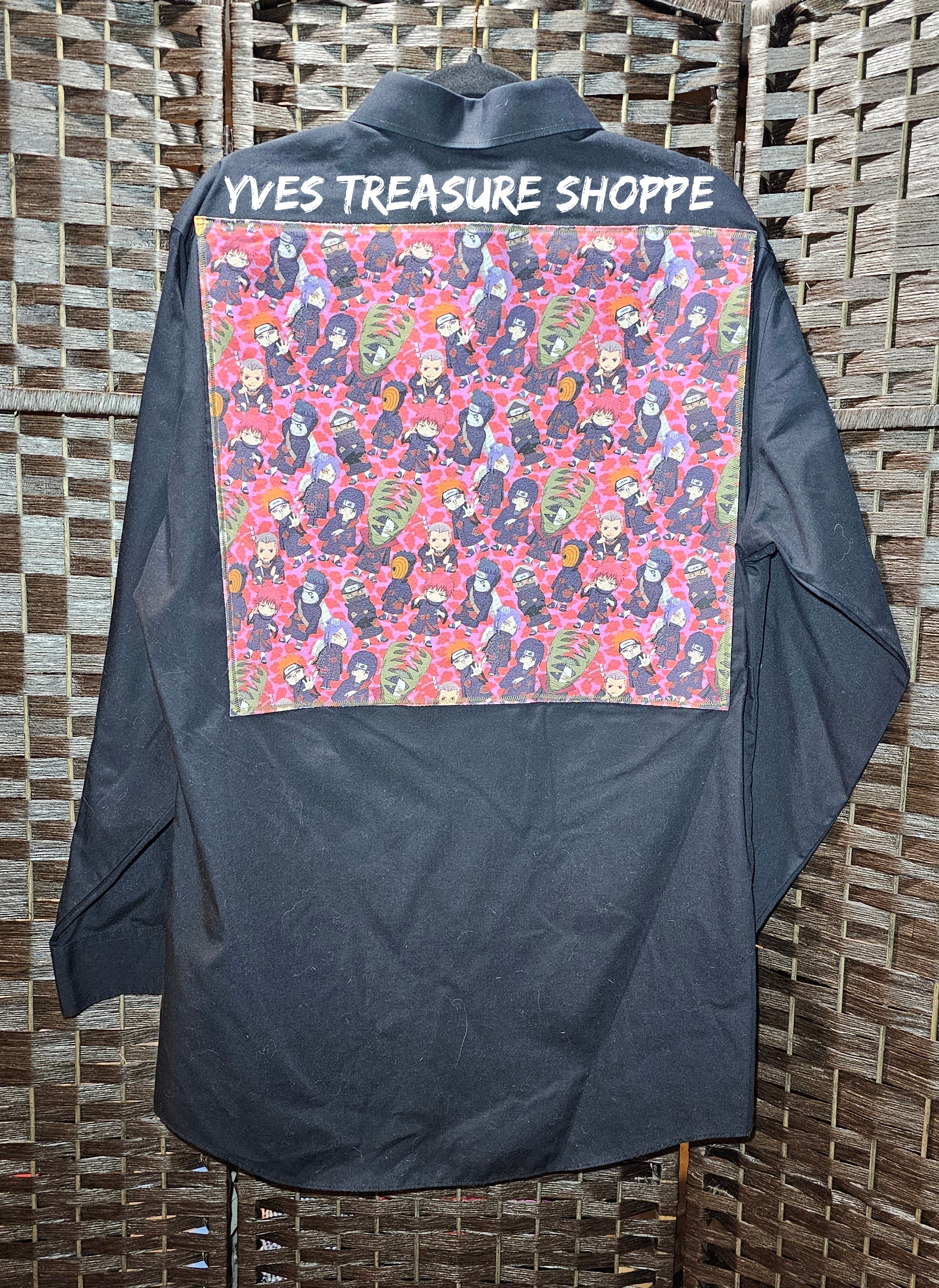 Anime Print Refashioned Shirt 16.5 (XL)