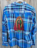 Upcycled Our Lady of Guadalupe Print Large Shirt