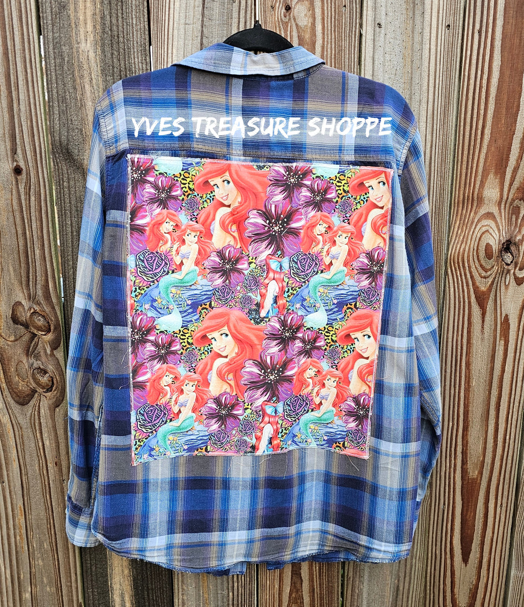 Plaid Mermaid Upcycled Large Top