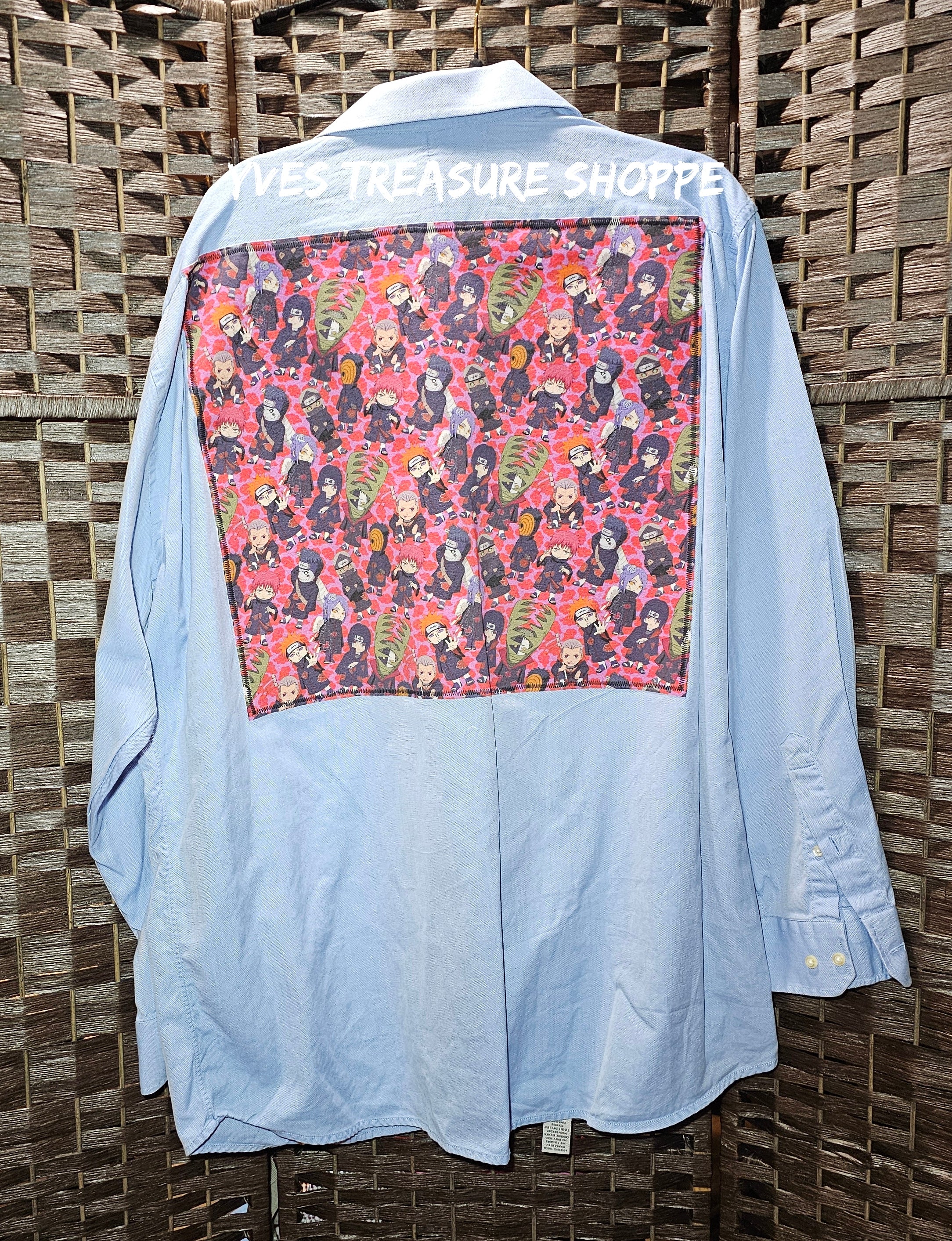 Anime Print 17.5 (XL) Refashioned Shirt