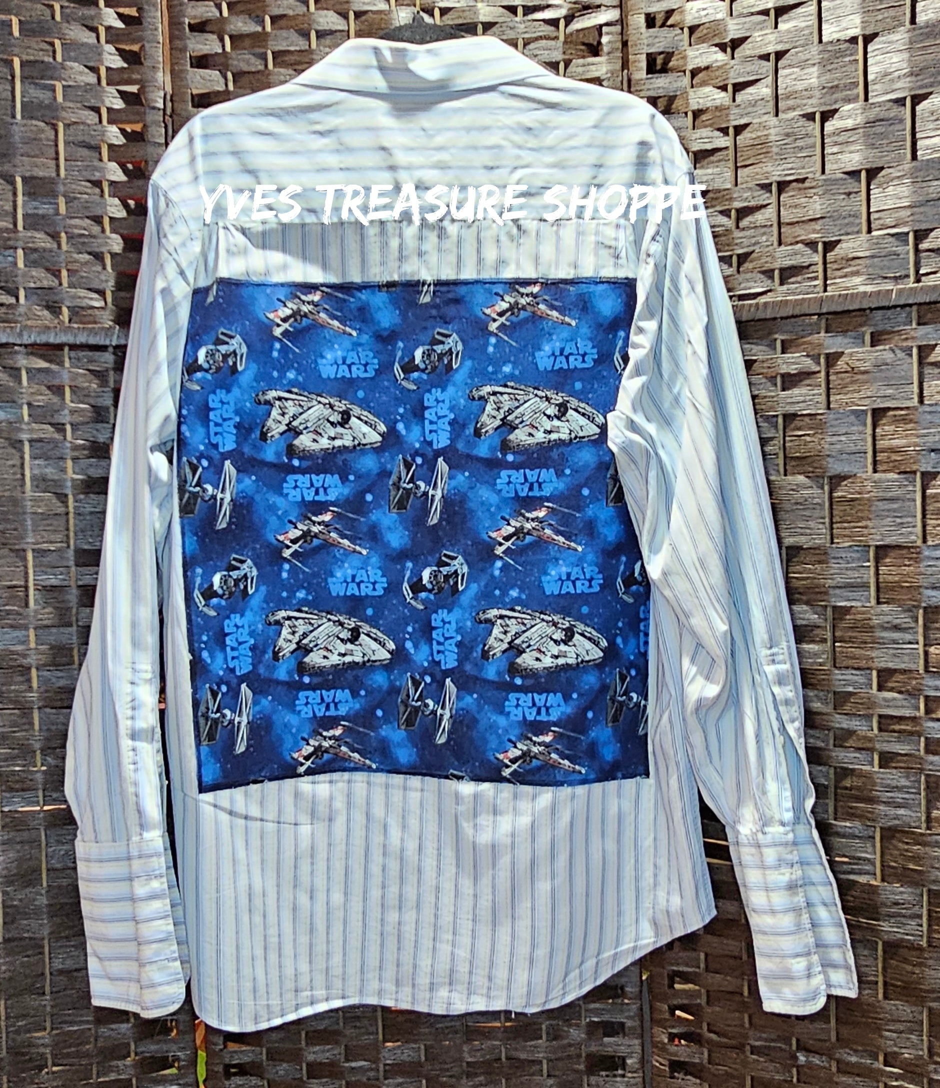 Upcycled Space Movie Striped Shirt Large (16)