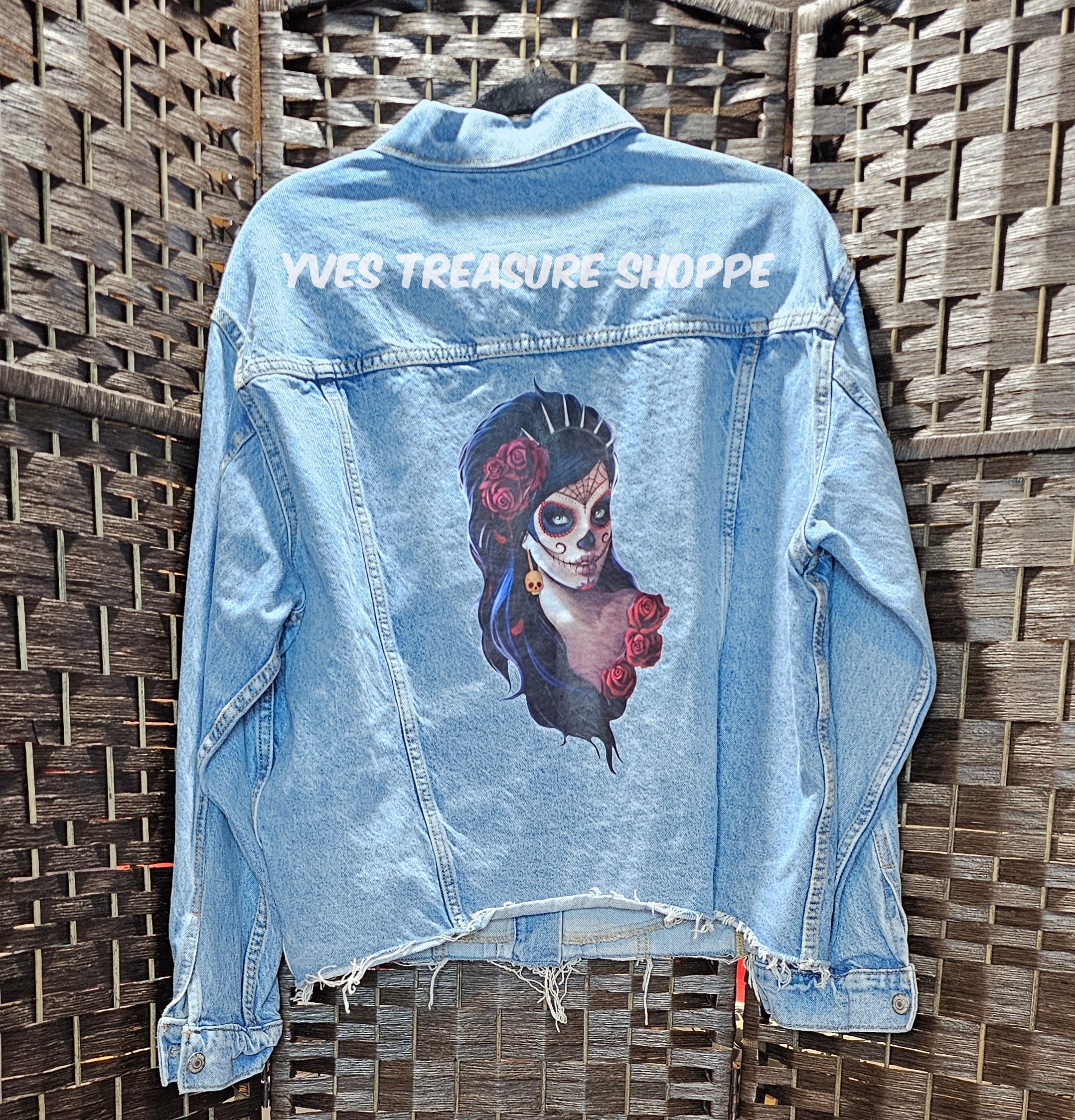 XL Sugar Skull Denim Jacket