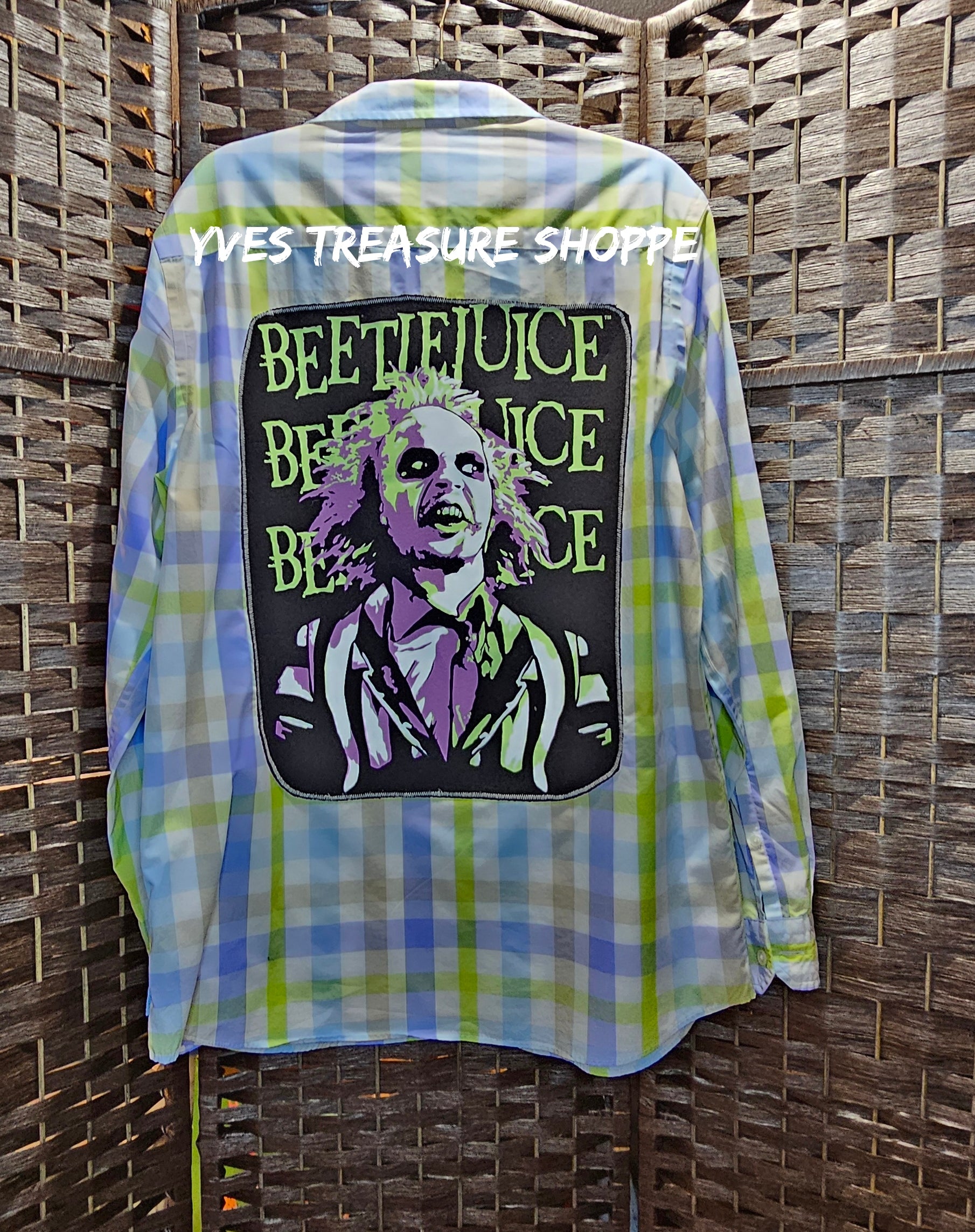 Upcycled Beetle Print Movie Shirt Large