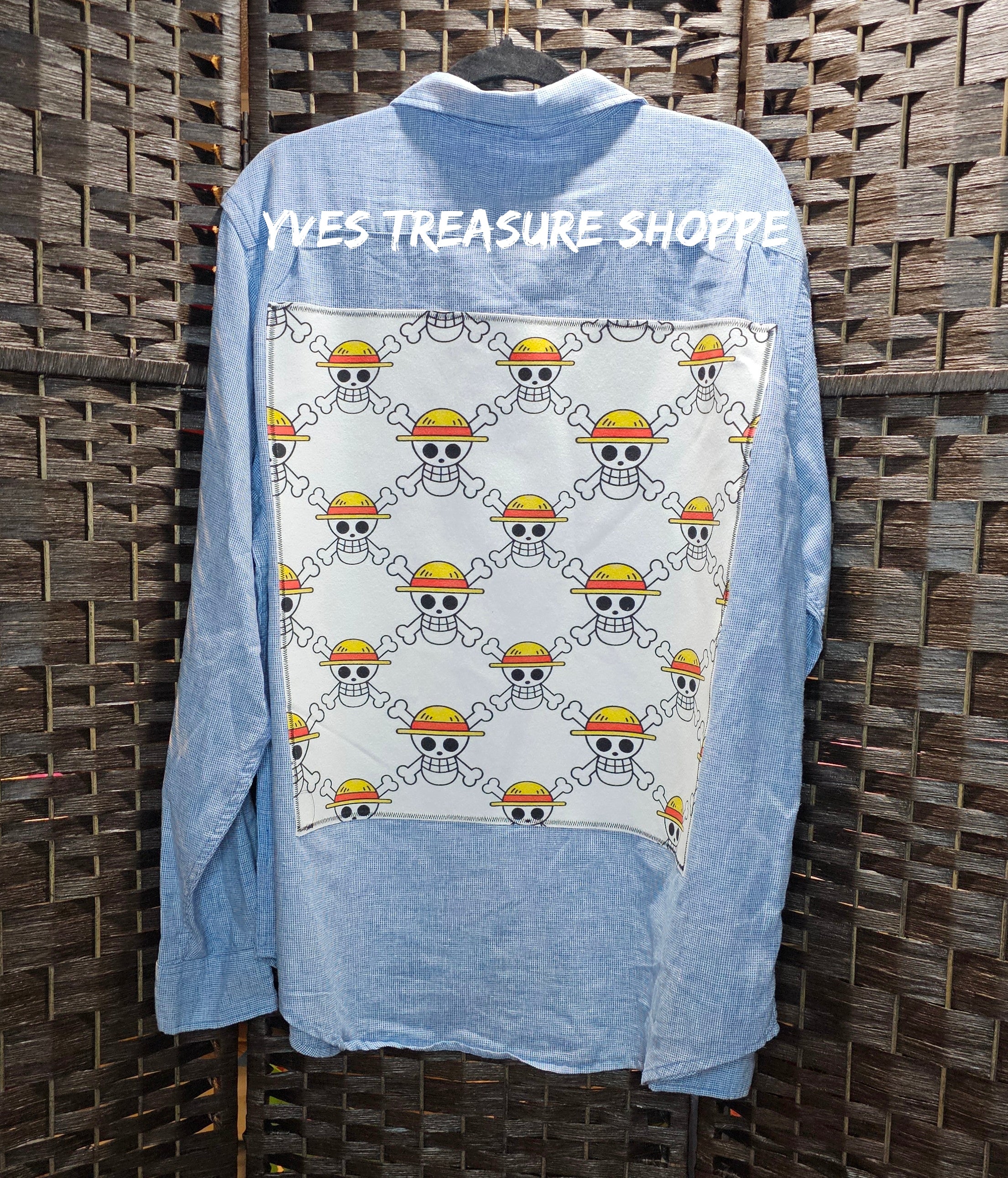 XLarge Anime Upcycled Shirt Pirate Print 1
