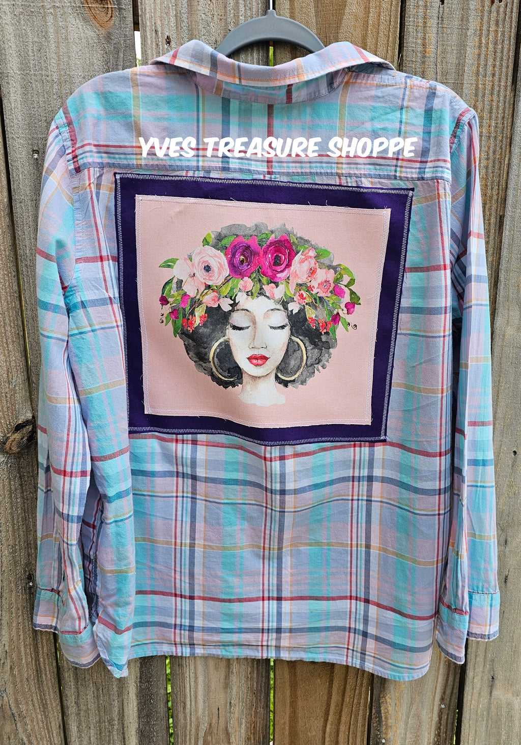 Upcycled Curly Hair Lady Print