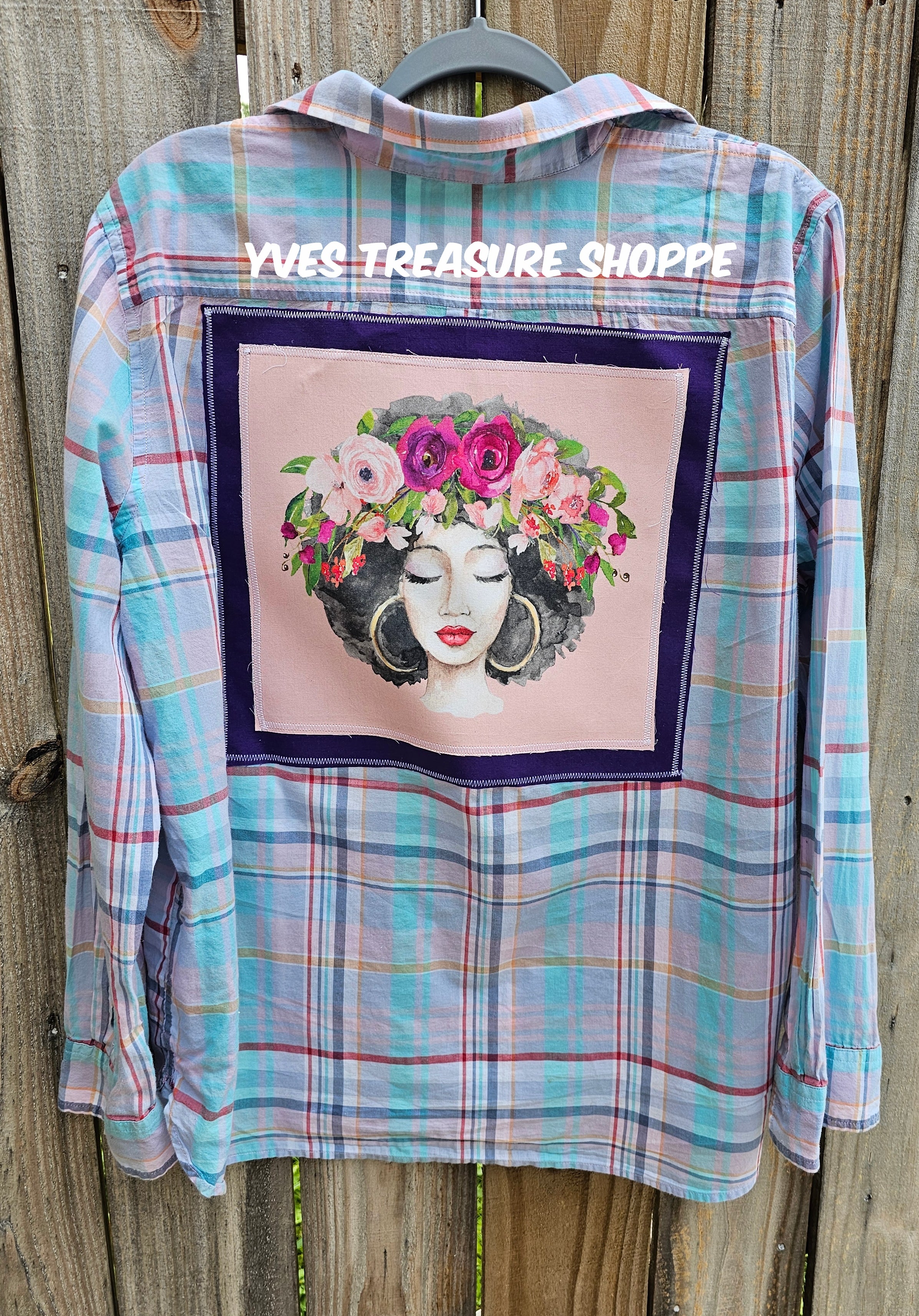 Upcycled Curly Hair Lady Print
