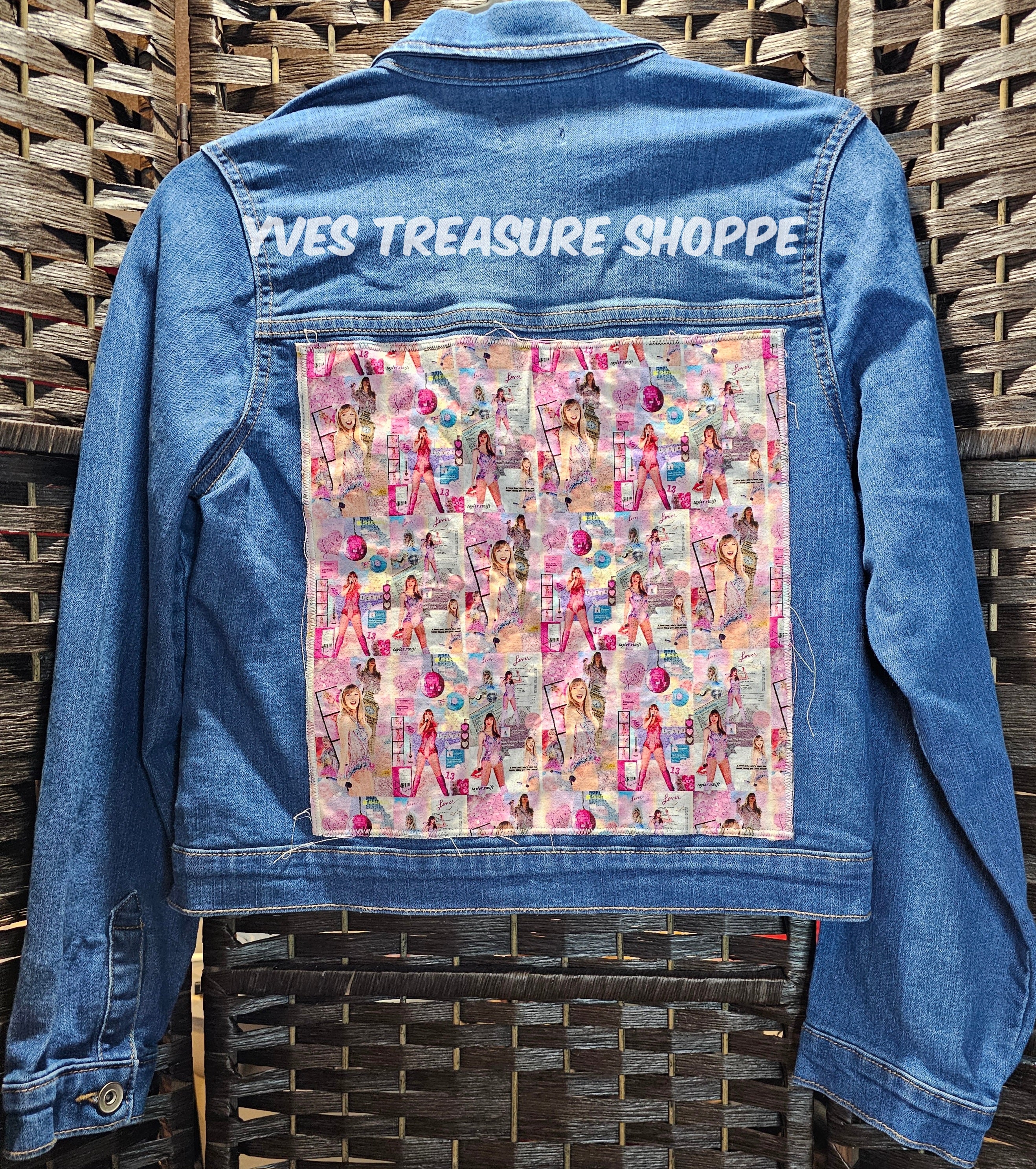 Youth Size 16 Denim Pink Print Singer Jacket