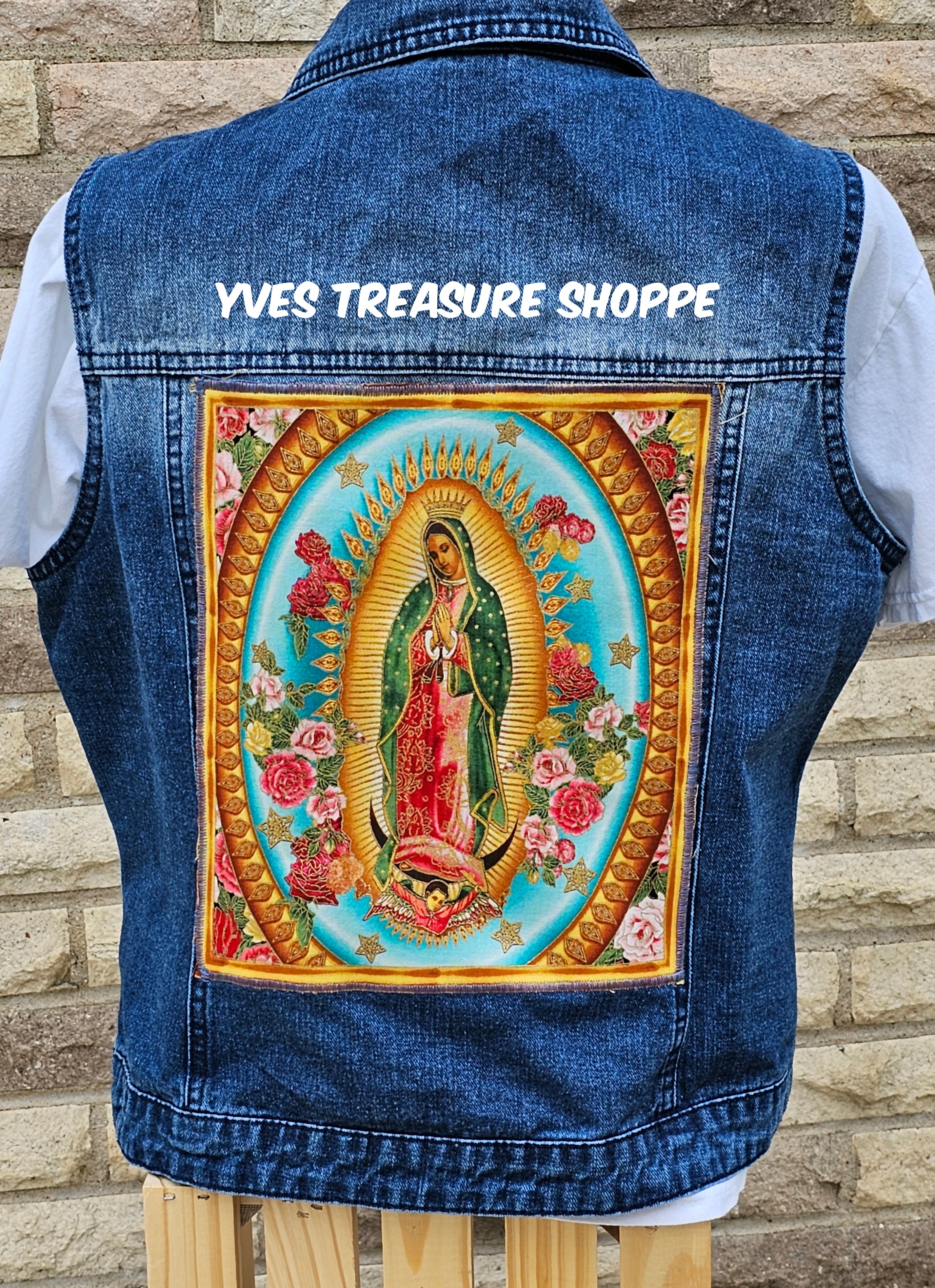 Upcycled Large Our Lady of Guadalupe Vest