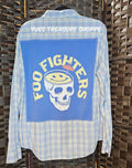 Large Band Blue Plaid Top