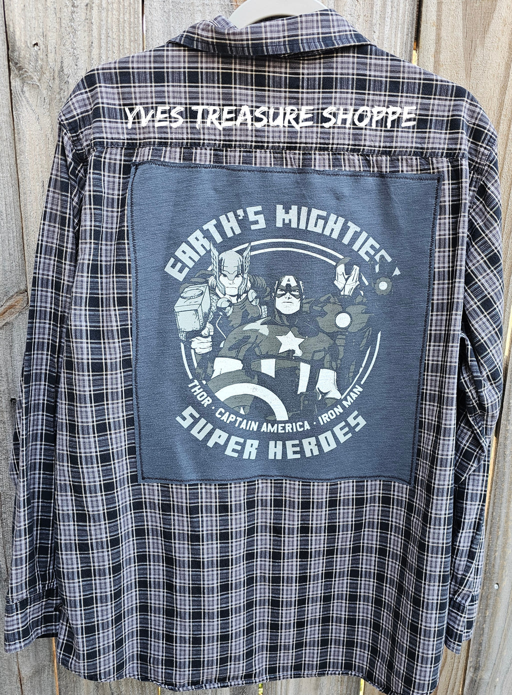 Upcycled Super Heroes Large Shirt