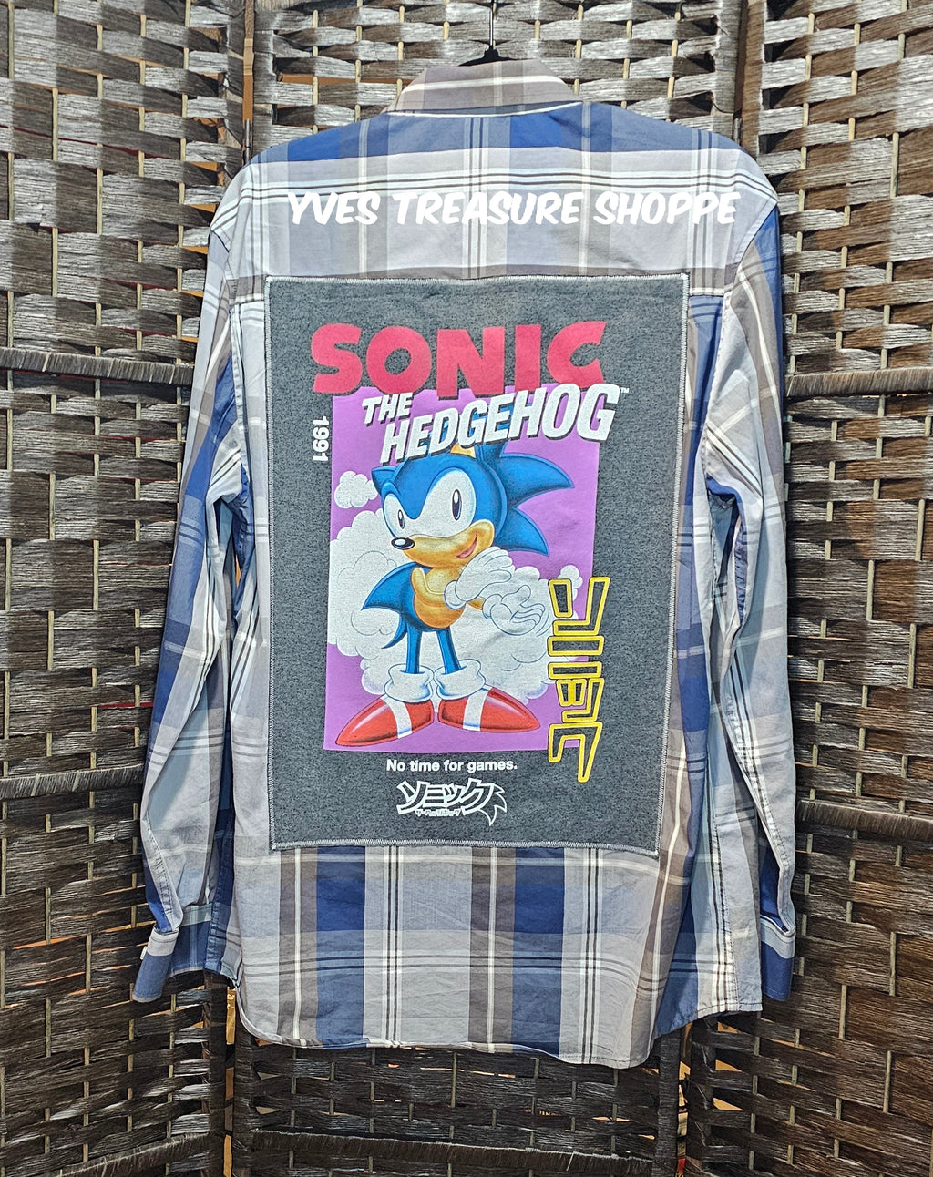 Upcycled Plaid Large Hedgehog Gamer Top