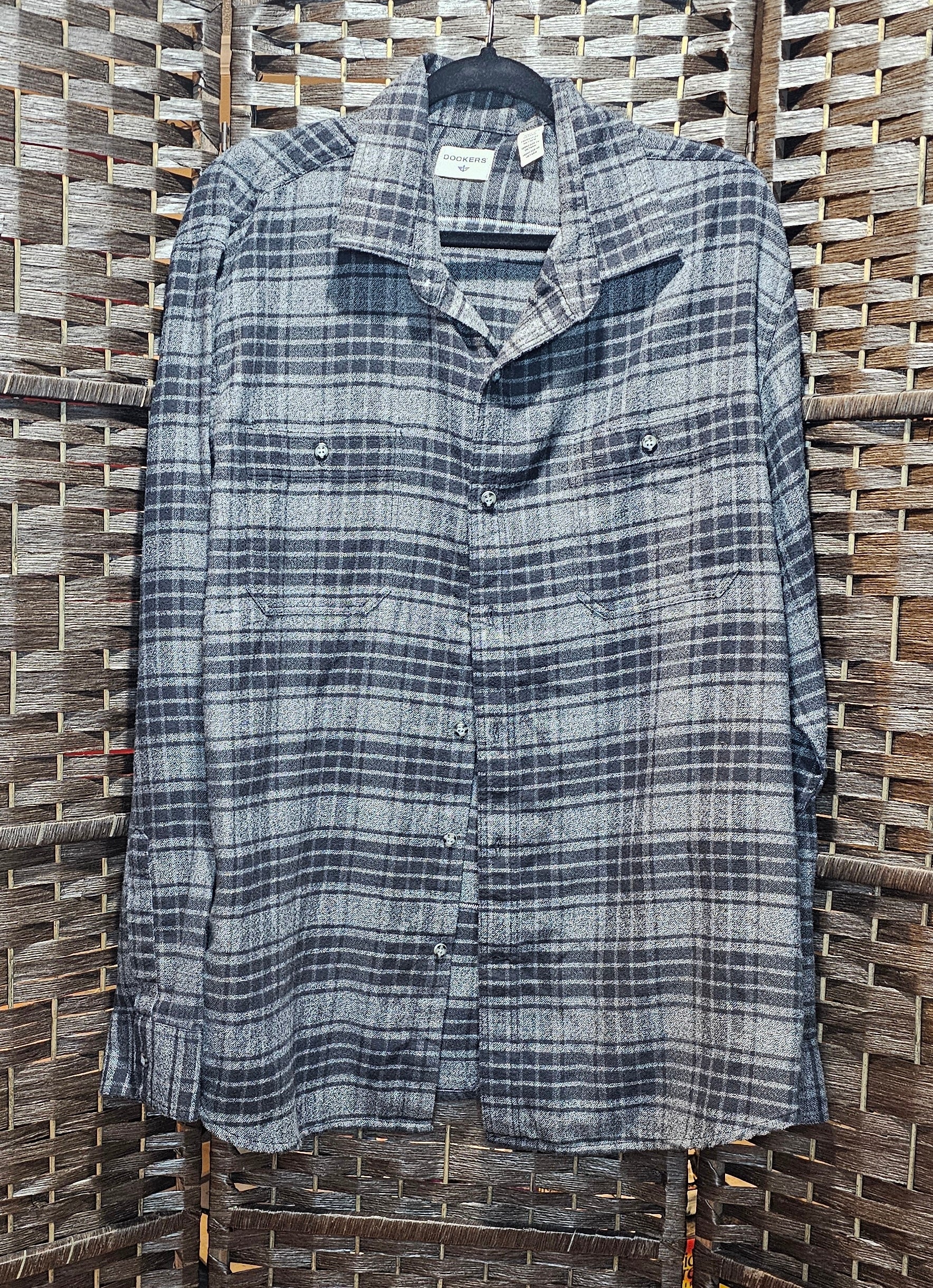Upcycled XL Plaid Gray Gamer Top