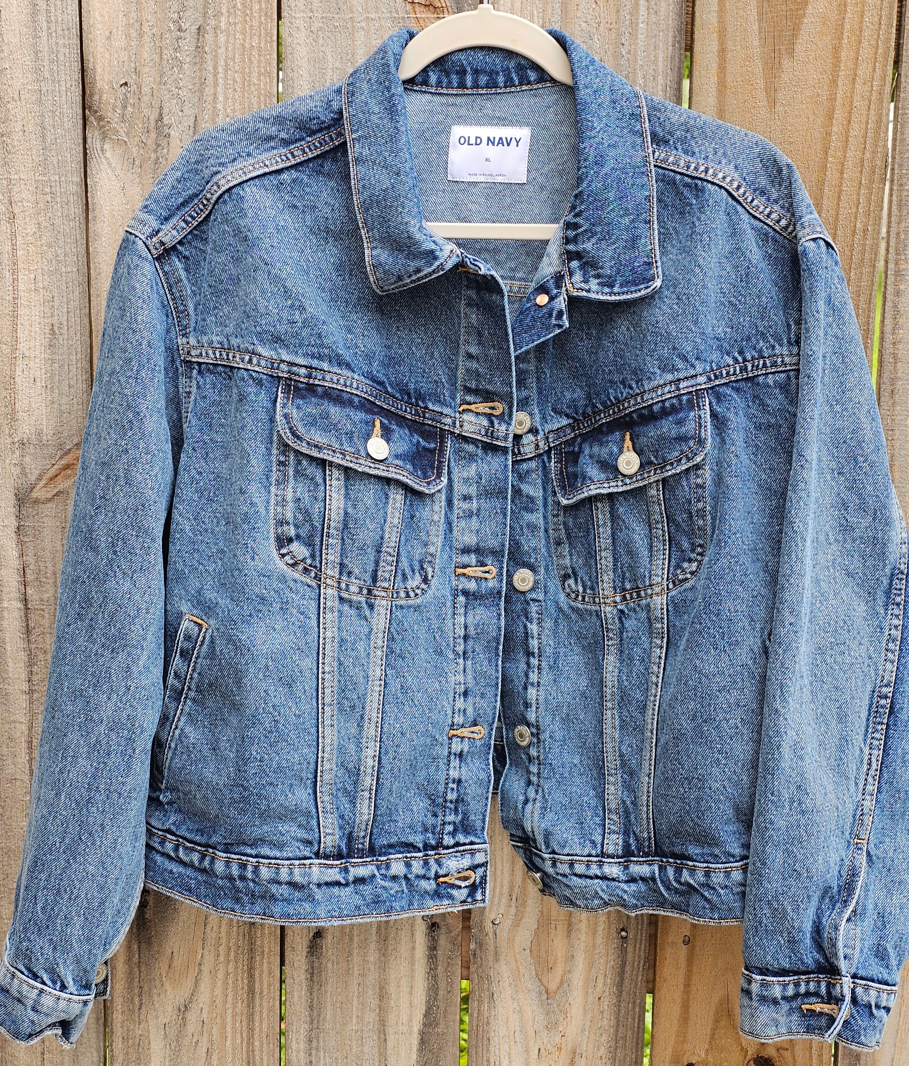 Wild Cat Leopard Denim Refashioned Jacket Old Navy XL