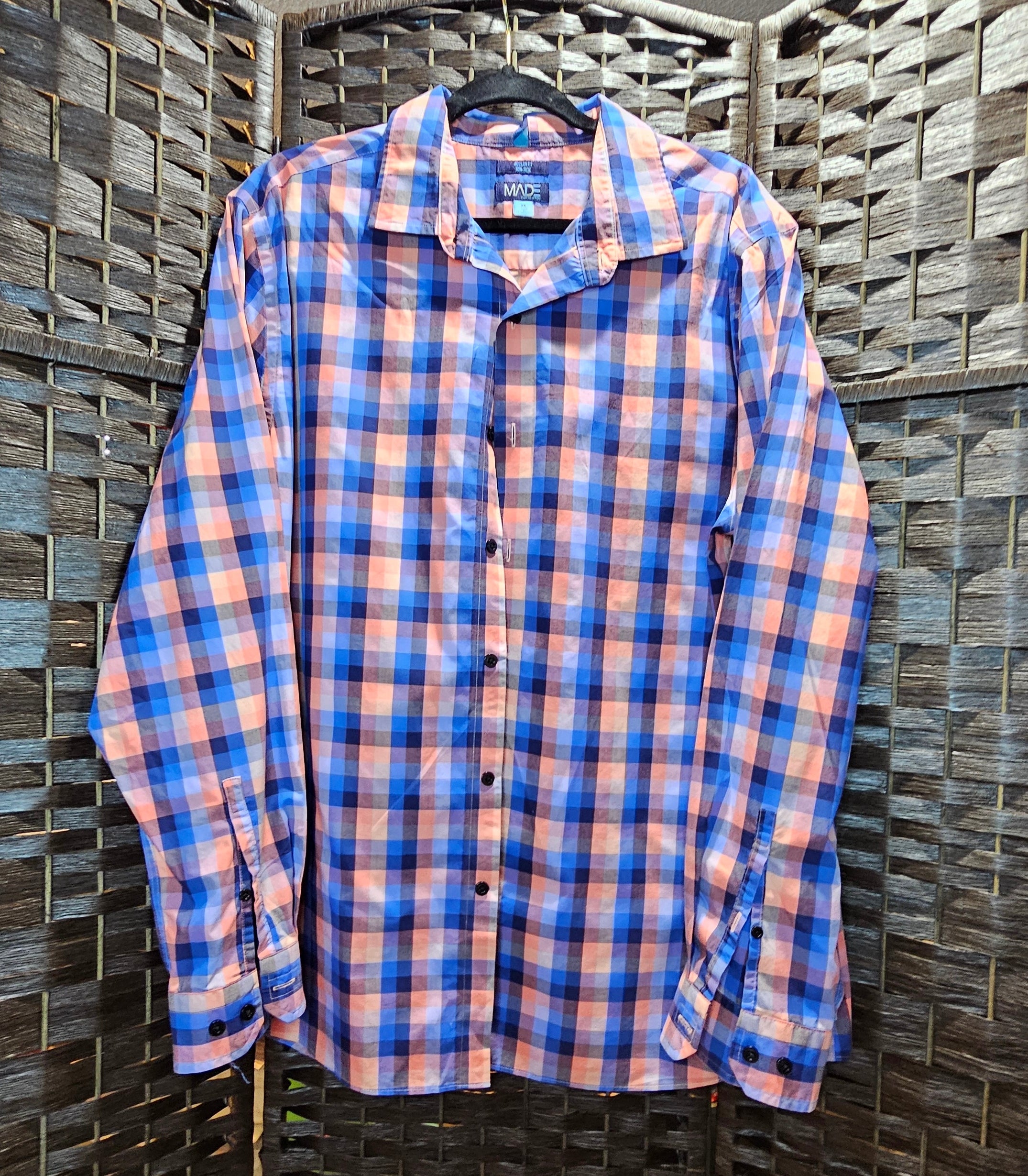 XLarge Pirate Anime Print 2 Plaid Upcycled Shirt