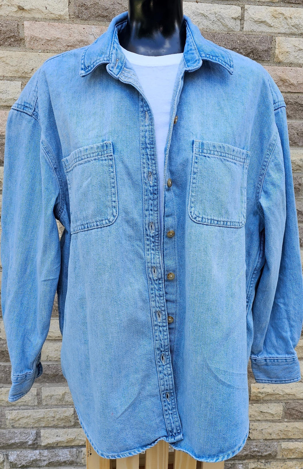 Upcycled Denim Top Size Large Movie Print Top