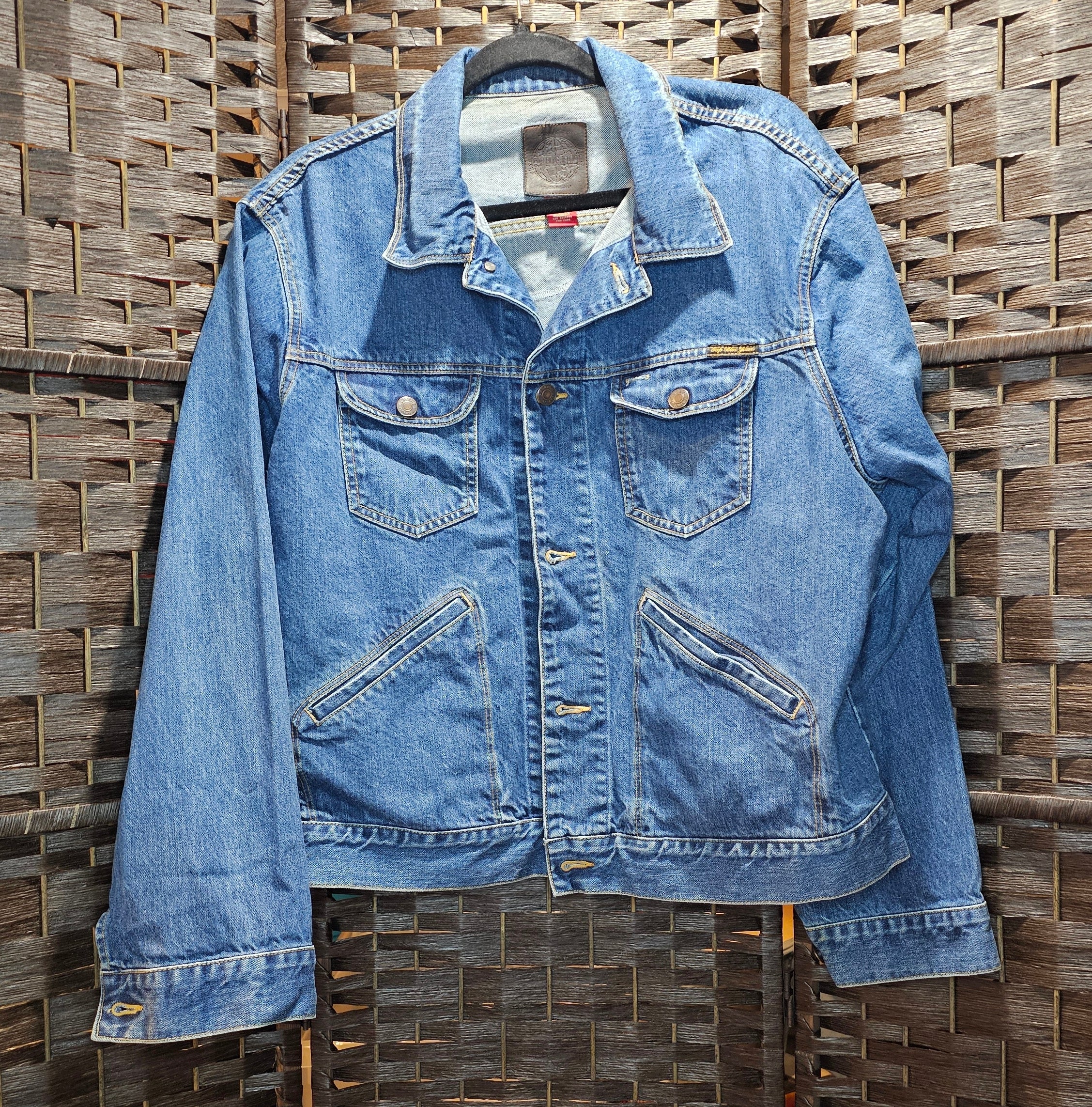 Rock Band Denim Refashioned Jacket Large