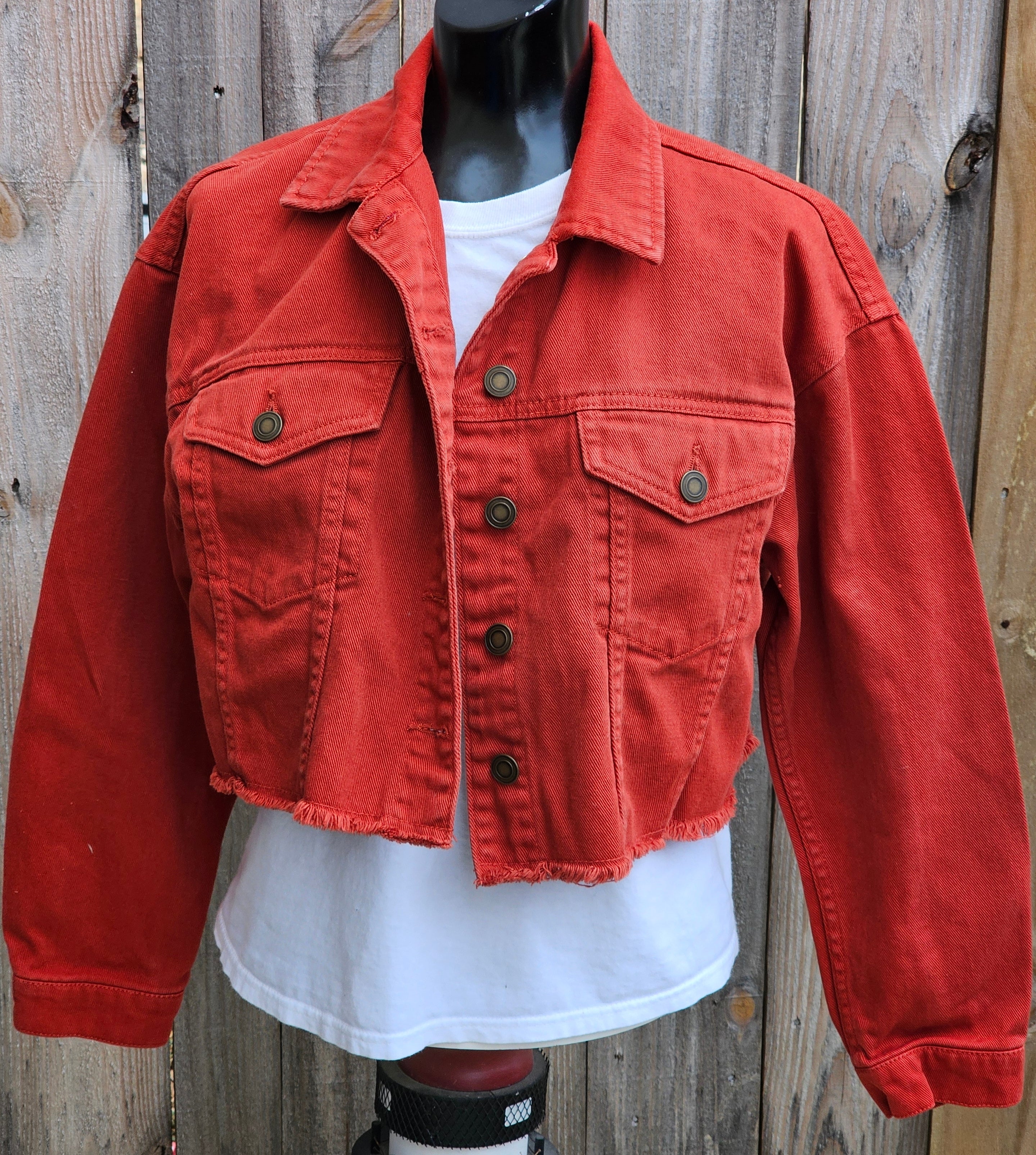 Refashioned Beautiful Headscarves Denim Jacket Small