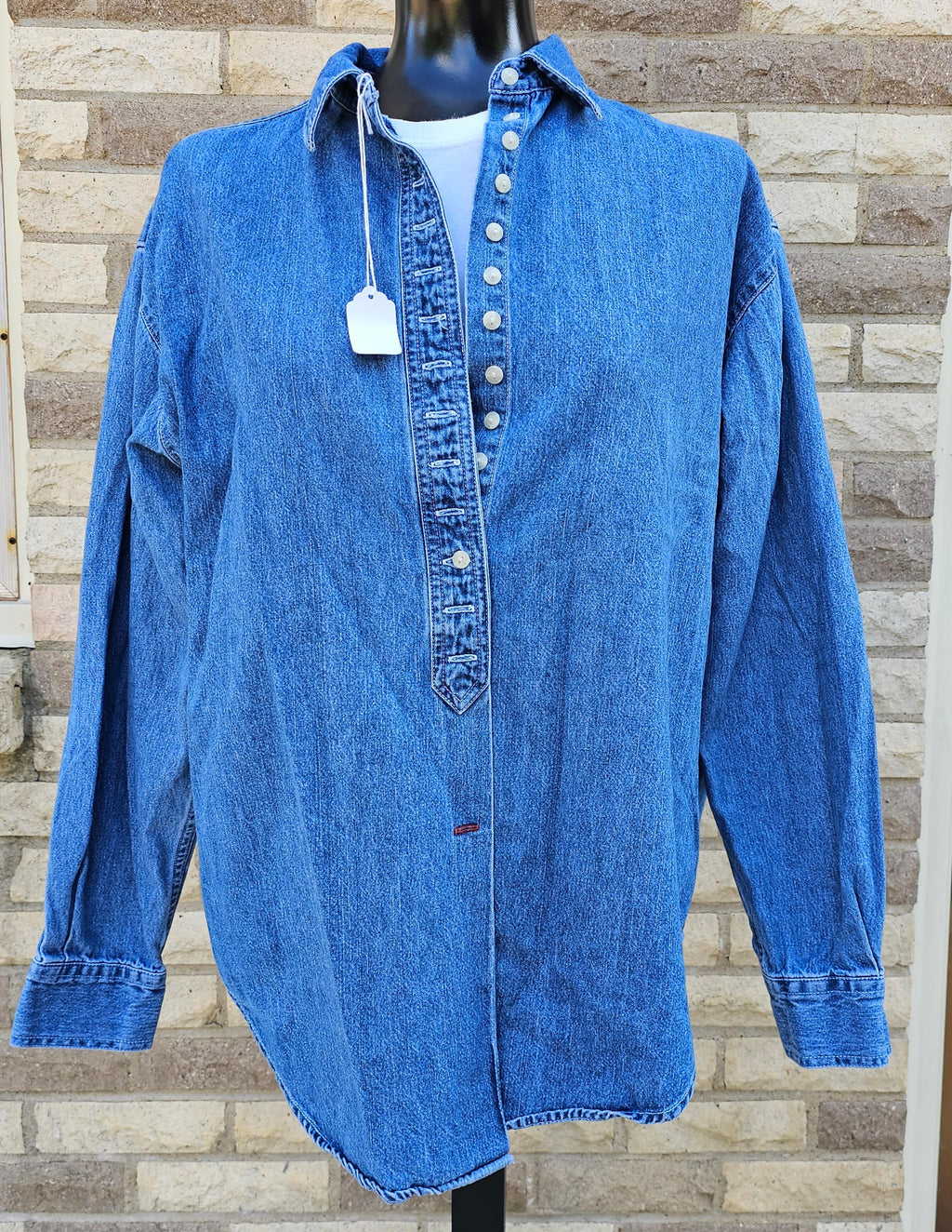 Upcycled Size Medium Gamer Print Denim Top