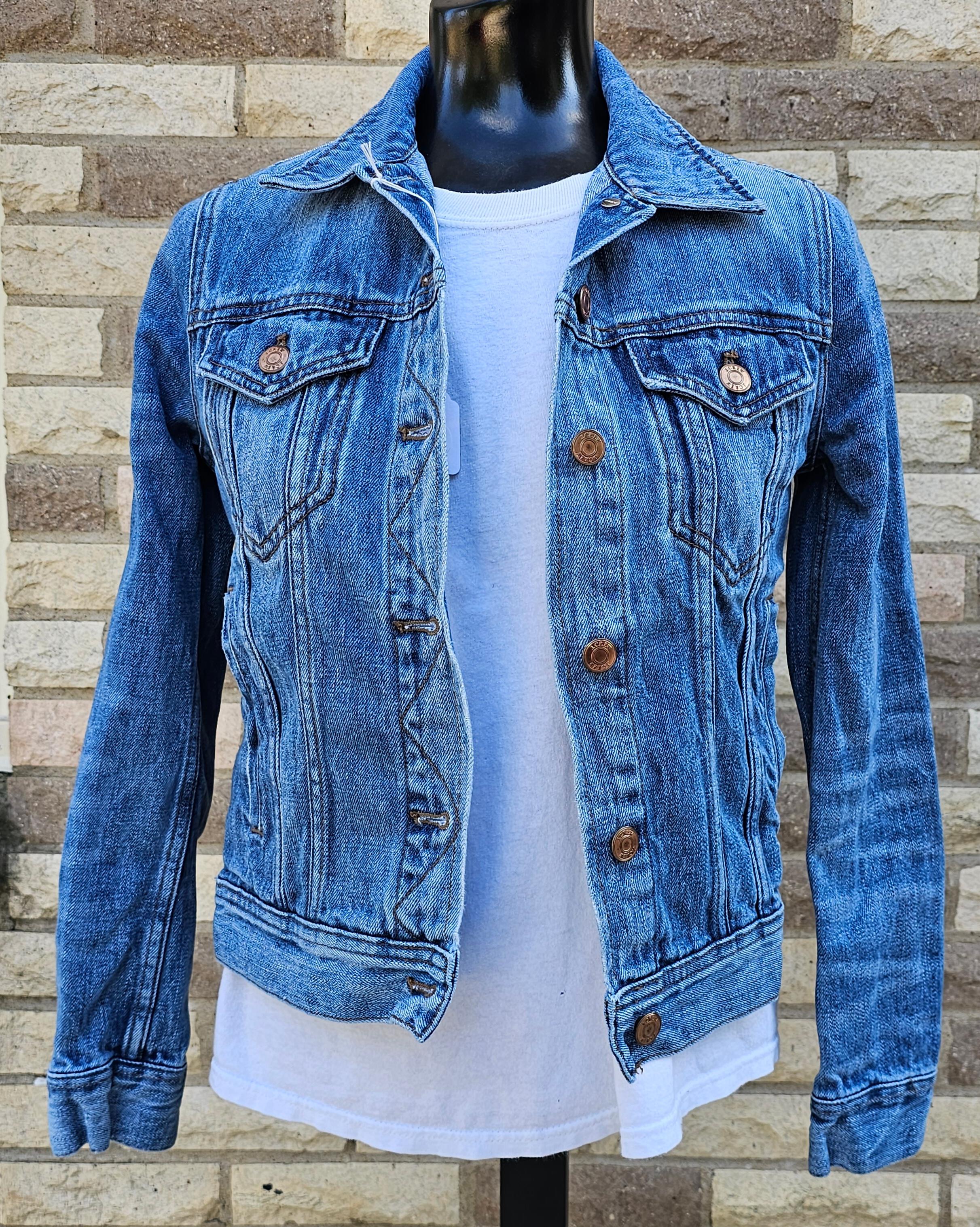 Peace Signs Thrifted Denim Jacket XXSmall