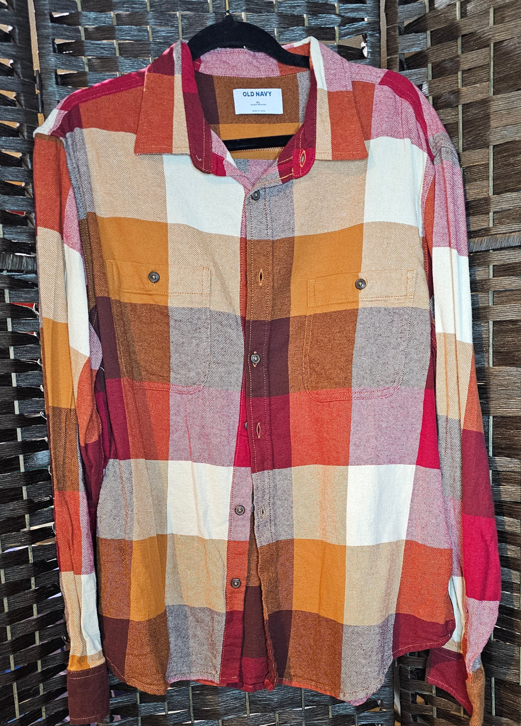 Checked Maroon Singer Print Old Navy Refashioned Shirt XL