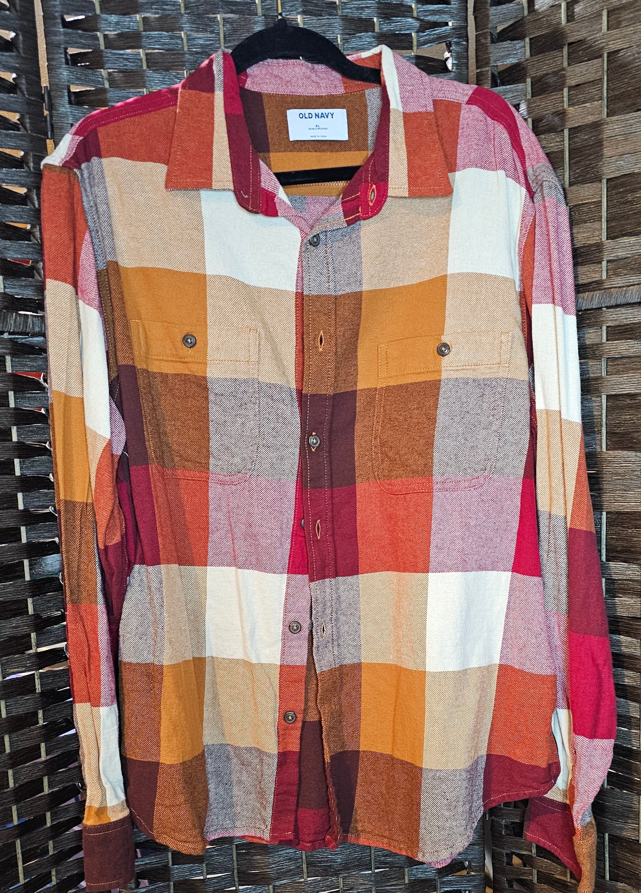 Checked Maroon Singer Print Old Navy Refashioned Shirt XL