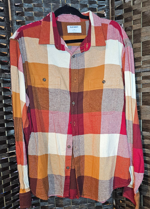 Checked Maroon Singer Print Old Navy Refashioned Shirt XL