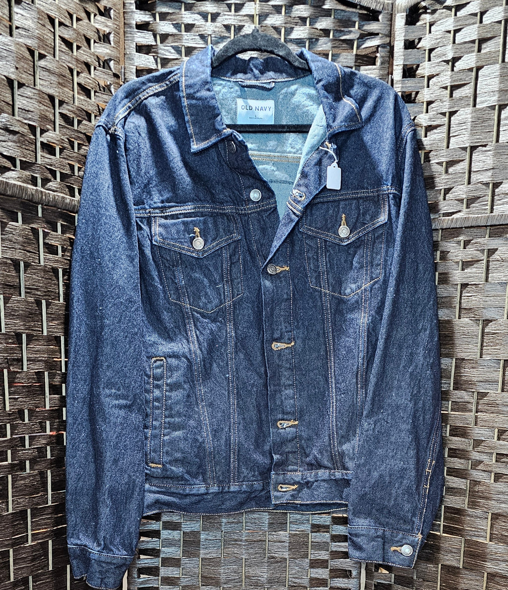 Orange Print Singer Denim Jacket Large