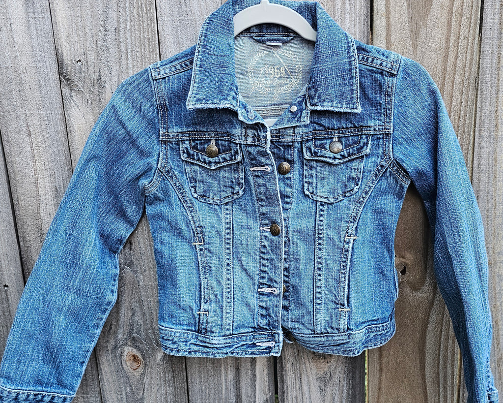 Upcycled Gap Jean 1969 Music Jacket Youth Size Large (10)