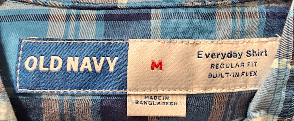 Medium Blue Plaid Singer Refashioned Top